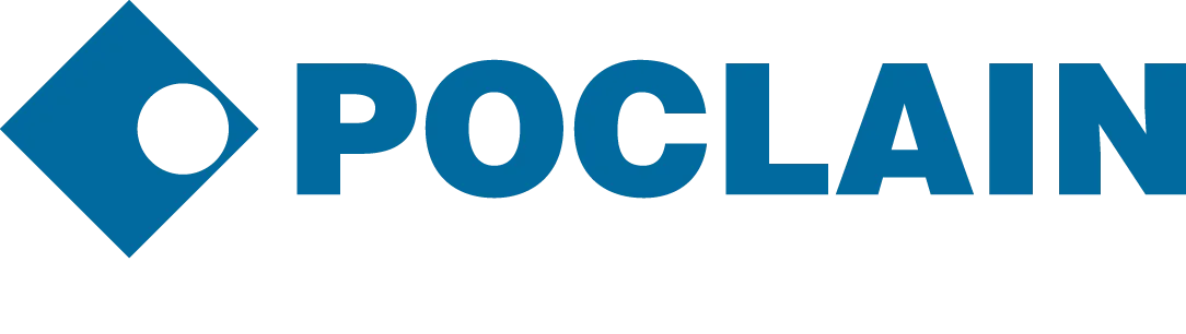 logo poclain hydraulics new - ProIQ - Market Smarter POCLAIN logo: blue diamond emblem with a circular cutout and the word POCLAIN in bold blue letters